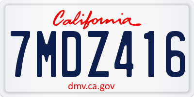 CA license plate 7MDZ416