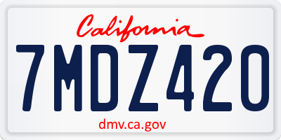 CA license plate 7MDZ420