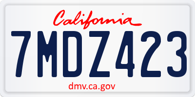 CA license plate 7MDZ423