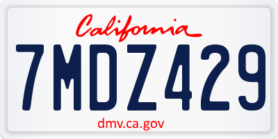 CA license plate 7MDZ429