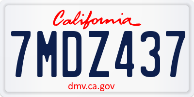 CA license plate 7MDZ437