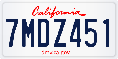 CA license plate 7MDZ451