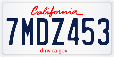 CA license plate 7MDZ453