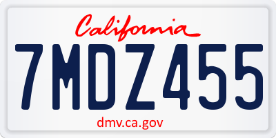 CA license plate 7MDZ455