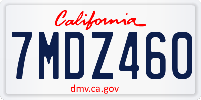 CA license plate 7MDZ460