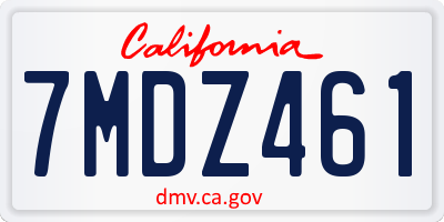 CA license plate 7MDZ461