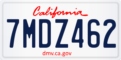 CA license plate 7MDZ462