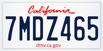 CA license plate 7MDZ465