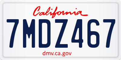 CA license plate 7MDZ467