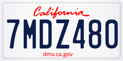 CA license plate 7MDZ480