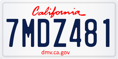 CA license plate 7MDZ481
