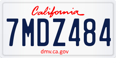 CA license plate 7MDZ484