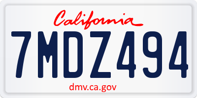 CA license plate 7MDZ494