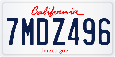 CA license plate 7MDZ496