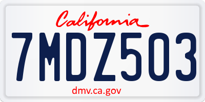 CA license plate 7MDZ503