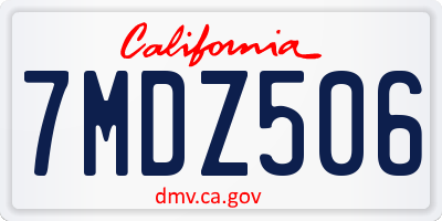 CA license plate 7MDZ506