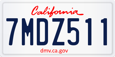 CA license plate 7MDZ511