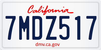 CA license plate 7MDZ517