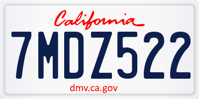 CA license plate 7MDZ522