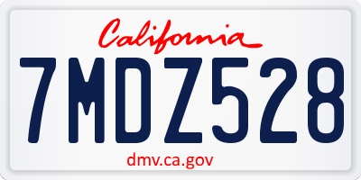 CA license plate 7MDZ528