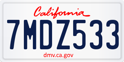 CA license plate 7MDZ533