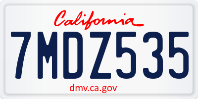 CA license plate 7MDZ535