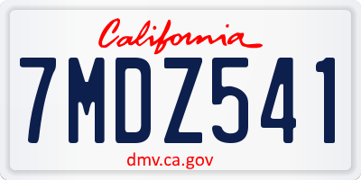CA license plate 7MDZ541