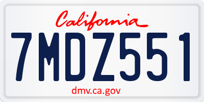 CA license plate 7MDZ551