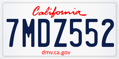 CA license plate 7MDZ552