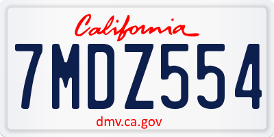 CA license plate 7MDZ554