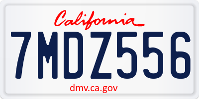 CA license plate 7MDZ556