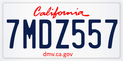 CA license plate 7MDZ557