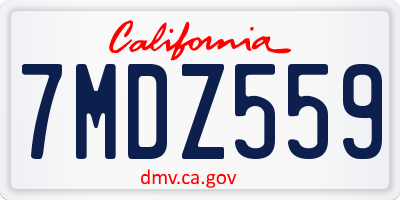 CA license plate 7MDZ559
