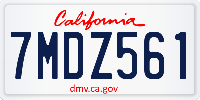 CA license plate 7MDZ561