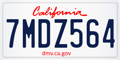 CA license plate 7MDZ564
