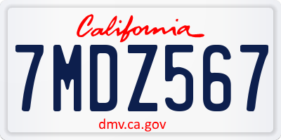 CA license plate 7MDZ567