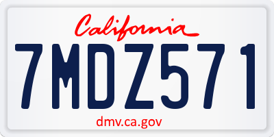 CA license plate 7MDZ571