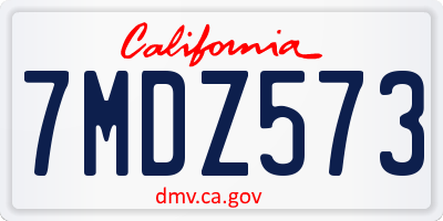 CA license plate 7MDZ573