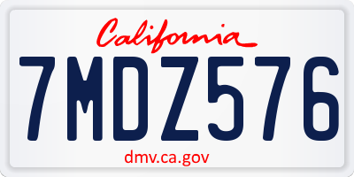 CA license plate 7MDZ576