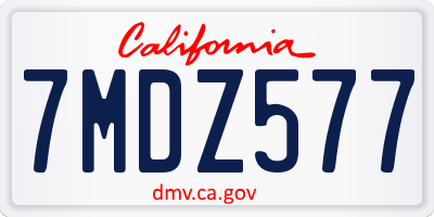 CA license plate 7MDZ577
