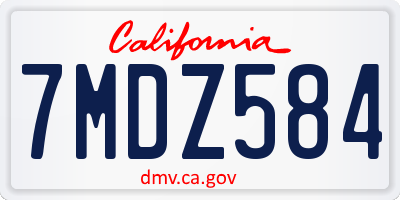 CA license plate 7MDZ584