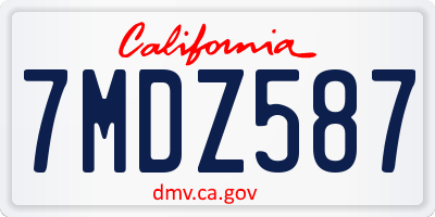 CA license plate 7MDZ587