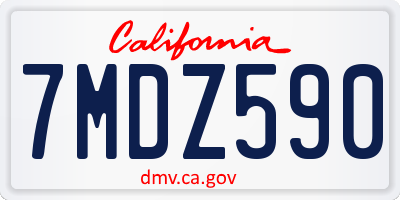 CA license plate 7MDZ590