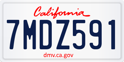 CA license plate 7MDZ591