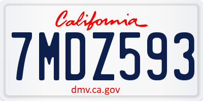 CA license plate 7MDZ593