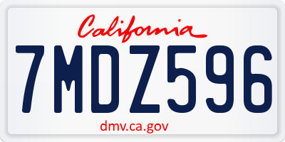 CA license plate 7MDZ596