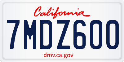 CA license plate 7MDZ600