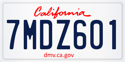 CA license plate 7MDZ601