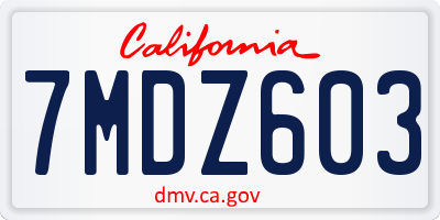 CA license plate 7MDZ603