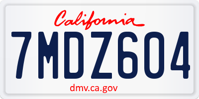 CA license plate 7MDZ604